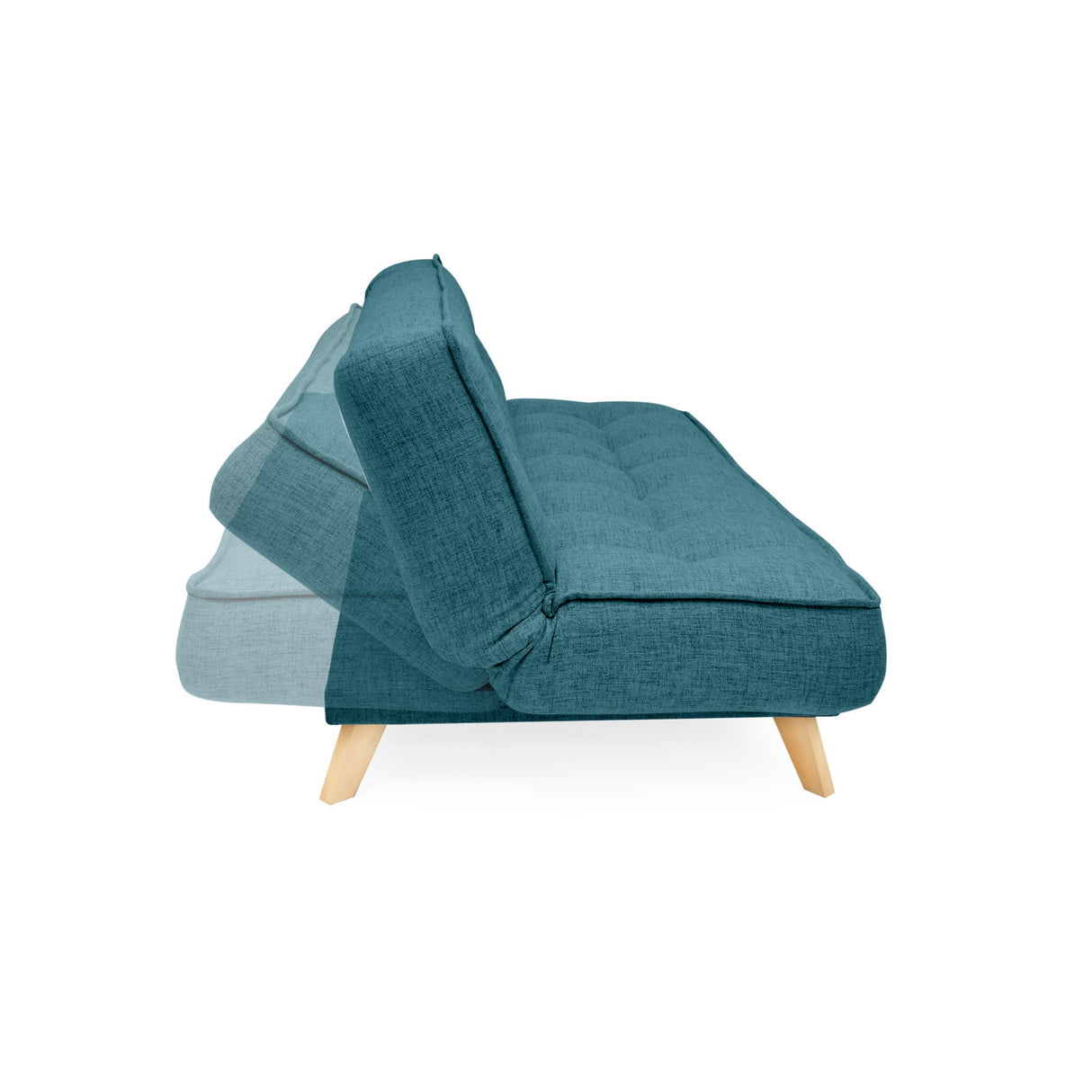 Sofá Cama Gales Petróleo Eureka y Matiz Natural 180x84cm de Tres Puestos Reclinable sin Apoya Brazos