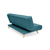 Sofá Cama Gales Petróleo Eureka y Matiz Natural 180x84cm de Tres Puestos Reclinable sin Apoya Brazos
