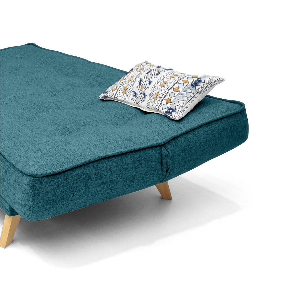 Sofá Cama Gales Petróleo Eureka y Matiz Natural 180x84cm de Tres Puestos Reclinable sin Apoya Brazos