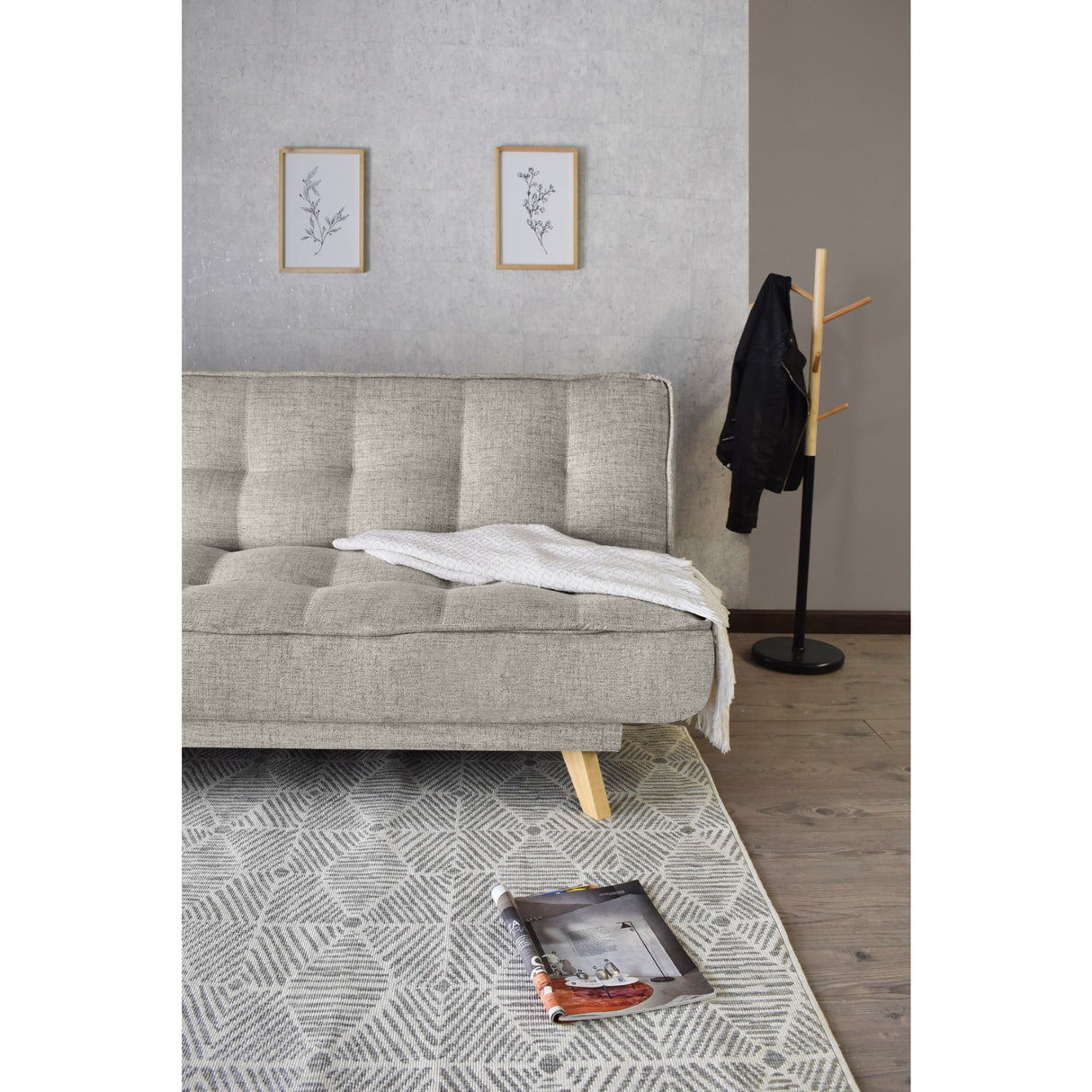 Sofá Cama Gales Taupe Dicosta y Matiz Natural 180x84cm de Tres Puestos Reclinable sin Apoya Brazos