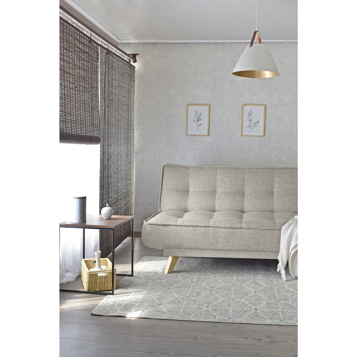 Sofá Cama Gales Taupe Dicosta y Matiz Natural 180x84cm de Tres Puestos Reclinable sin Apoya Brazos