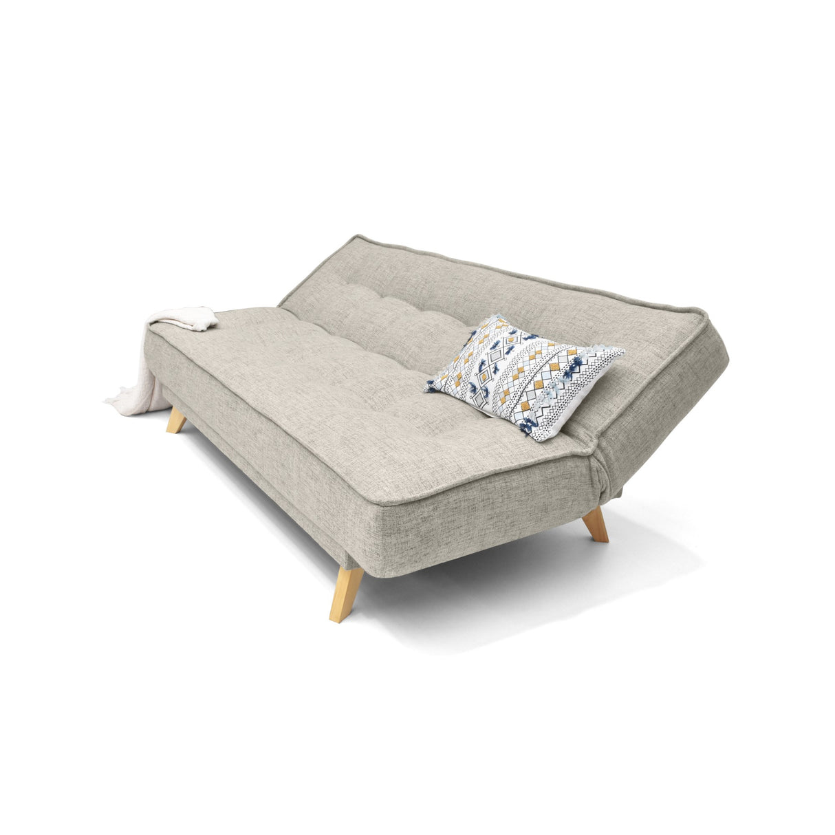 Sofá Cama Gales Taupe Dicosta y Matiz Natural 180x84cm de Tres Puestos Reclinable sin Apoya Brazos