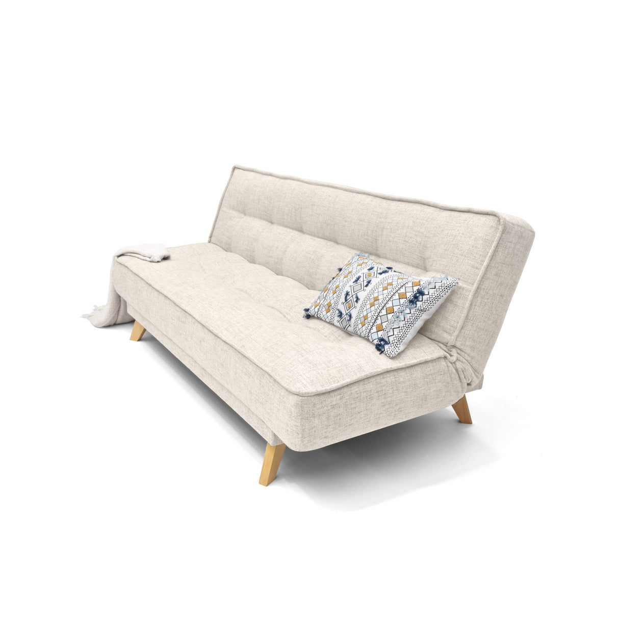 Sofá Cama Gales Trigo Dicosta y Matiz Natural 180x84cm de Tres Puestos Reclinable sin Apoya Brazos