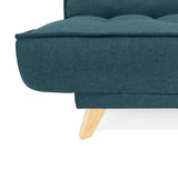 Sofá Cama Gales Azul Duster y Matiz Natural 180x84cm de Tres Puestos Reclinable sin Apoya Brazos