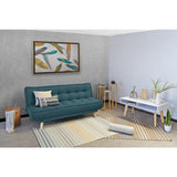 Sofá Cama Gales Azul Duster y Matiz Natural 180x84cm de Tres Puestos Reclinable sin Apoya Brazos