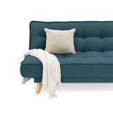 Sofá Cama Gales Azul Duster y Matiz Natural 180x84cm de Tres Puestos Reclinable sin Apoya Brazos