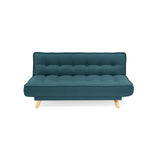 Sofá Cama Gales Azul Duster y Matiz Natural 180x84cm de Tres Puestos Reclinable sin Apoya Brazos