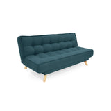 Sofá Cama Gales Azul Duster y Matiz Natural 180x84cm de Tres Puestos Reclinable sin Apoya Brazos