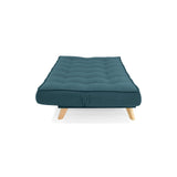 Sofá Cama Gales Azul Duster y Matiz Natural 180x84cm de Tres Puestos Reclinable sin Apoya Brazos