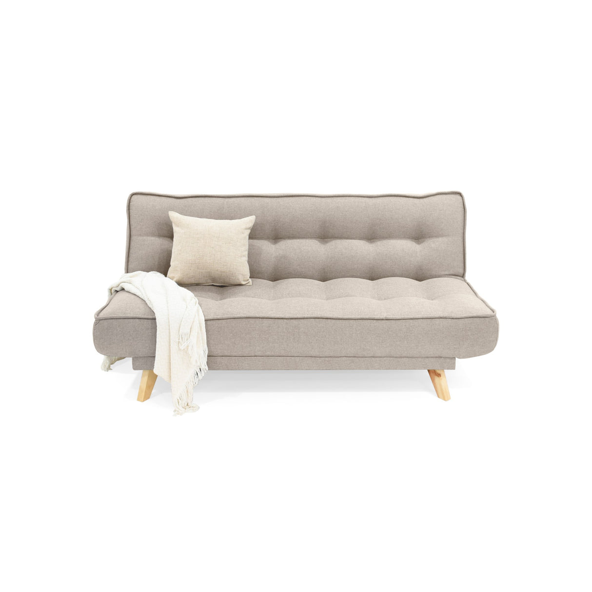 Sofá Cama Gales Beige Duster y Matiz Natural 180x84cm de Tres Puestos Reclinable sin Apoya Brazos