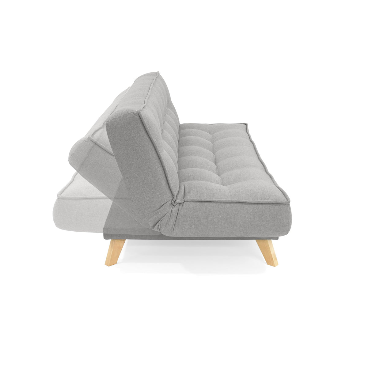 Sofá Cama Gales Plata Duster y Matiz Natural 180x84cm de Tres Puestos Reclinable sin Apoya Brazos