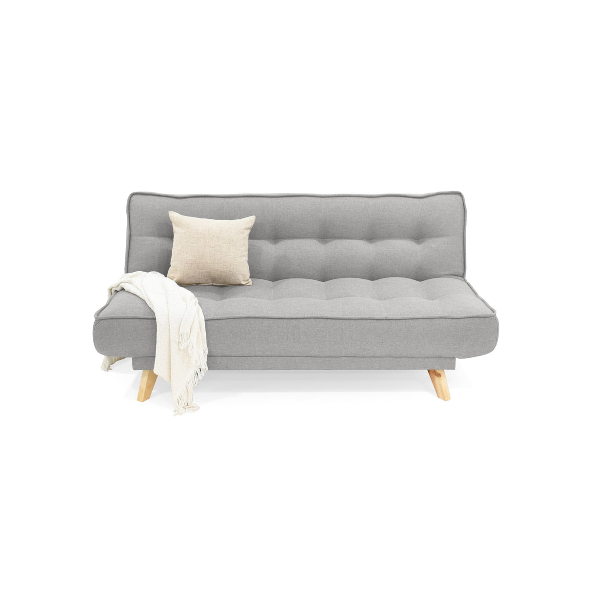 Sofá Cama Gales Plata Duster y Matiz Natural 180x84cm de Tres Puestos Reclinable sin Apoya Brazos