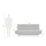 Sofá Cama Gales Plata Eureka y Matiz Natural 180x84cm de Tres Puestos Reclinable sin Apoya Brazos