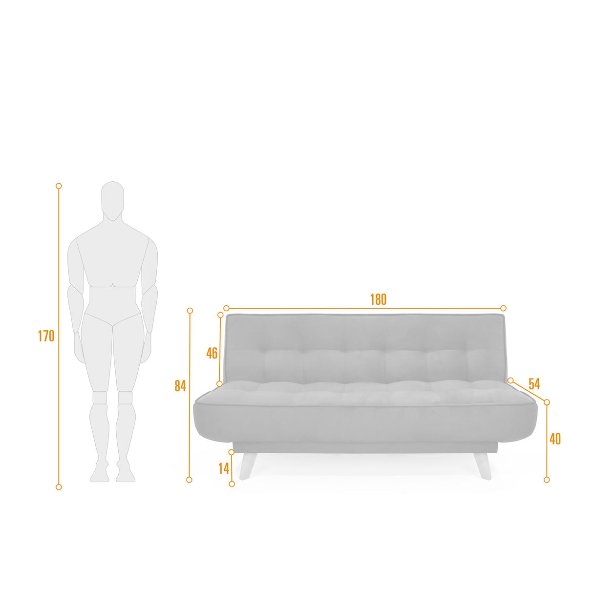 Sofá Cama Gales Plata Eureka y Matiz Natural 180x84cm de Tres Puestos Reclinable sin Apoya Brazos