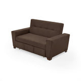 Sofá Cama Hamburgo Chocolate Denver y Matiz Wengue 160x86cm de Dos Puestos Reclinable sin Apoya Brazos