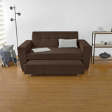 Sofá Cama Hamburgo Chocolate Denver y Matiz Wengue 160x86cm de Dos Puestos Reclinable sin Apoya Brazos