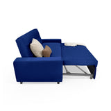 Sofá Cama Hamburgo Azul Denver y Matiz Wengue 210x87cm de Tres Puestos Reclinable sin Apoya Brazos
