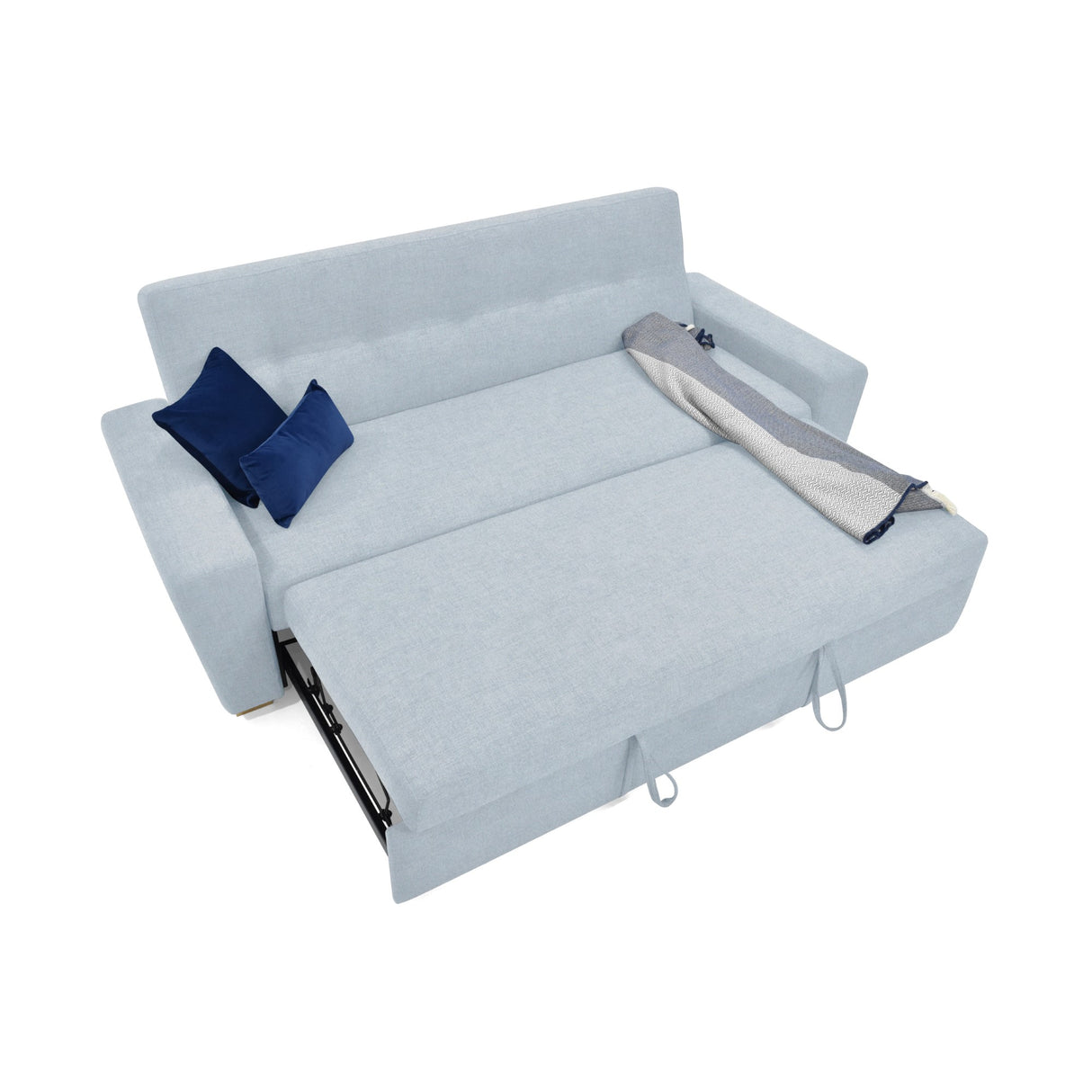 Sofá Cama Hamburgo Plata Denver y Matiz Wengue 210x87cm de Tres Puestos Reclinable sin Apoya Brazos