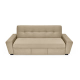 Sofá Cama Hamburgo Taupe Denver y Matiz Wengue 210x87cm de Tres Puestos Reclinable sin Apoya Brazos