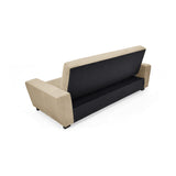 Sofá Cama Hamburgo Taupe Denver y Matiz Wengue 210x87cm de Tres Puestos Reclinable sin Apoya Brazos