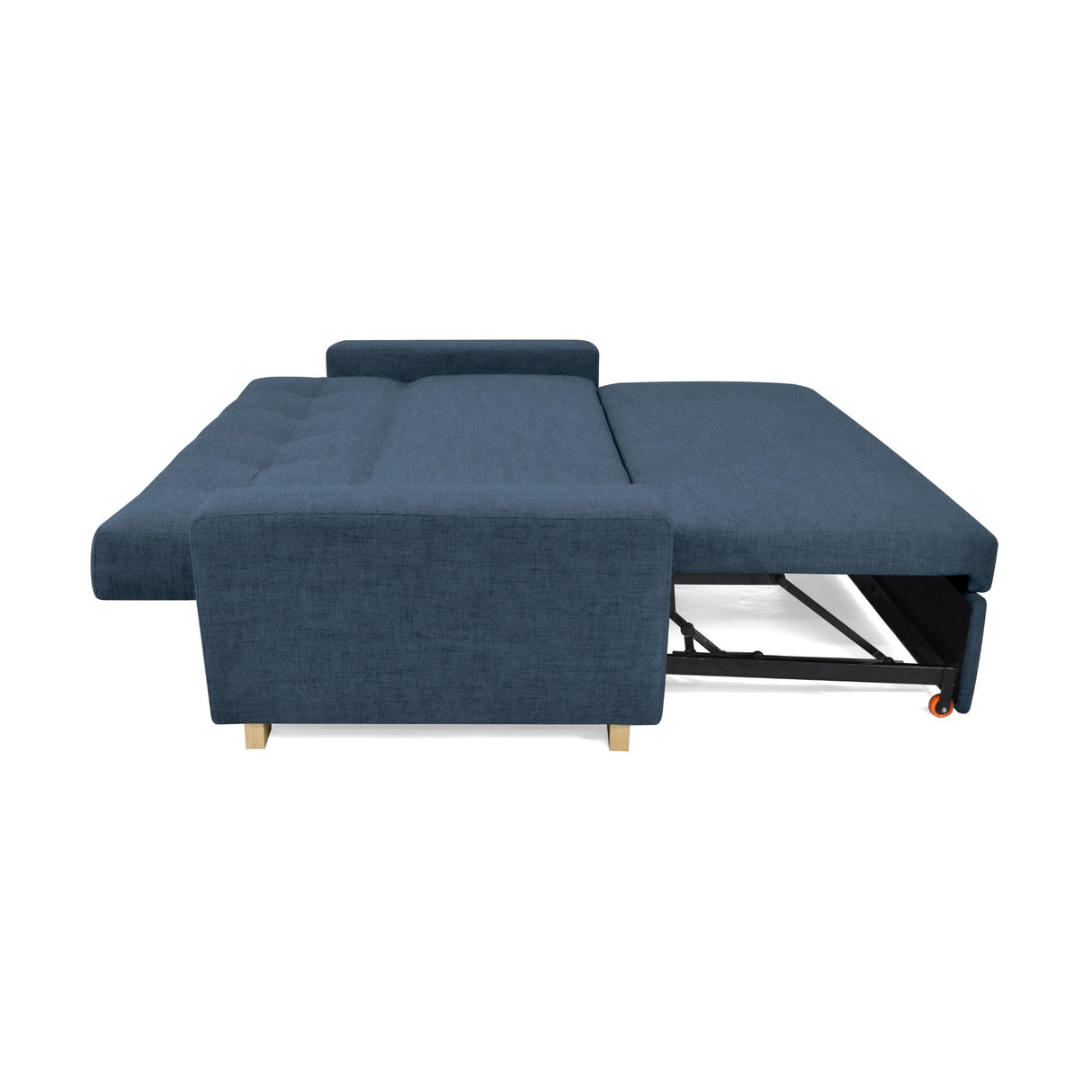 Sofá Cama Hamburgo Plomo Eureka y Matiz Natural 210x87cm de Tres Puestos Reclinable sin Apoya Brazos