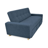 Sofá Cama Hamburgo Plomo Eureka y Matiz Natural 210x87cm de Tres Puestos Reclinable sin Apoya Brazos