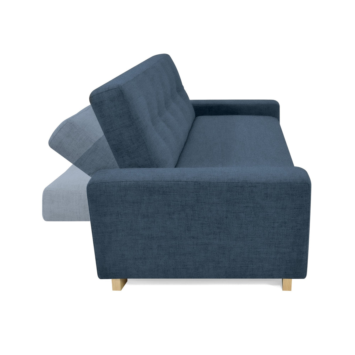 Sofá Cama Hamburgo Plomo Eureka y Matiz Natural 210x87cm de Tres Puestos Reclinable sin Apoya Brazos