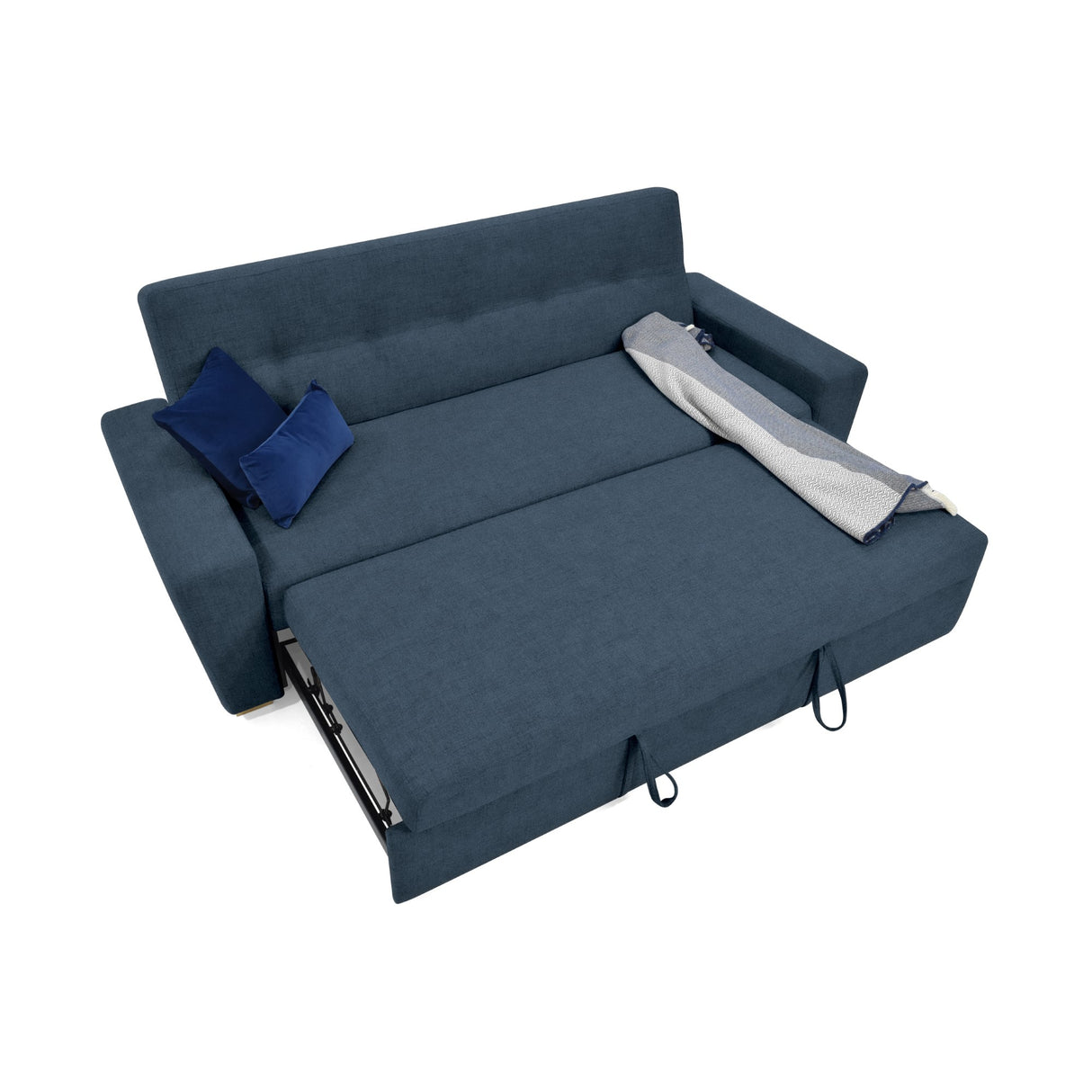 Sofá Cama Hamburgo Plomo Eureka y Matiz Natural 210x87cm de Tres Puestos Reclinable sin Apoya Brazos