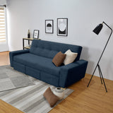 Sofá Cama Hamburgo Plomo Eureka y Matiz Natural 210x87cm de Tres Puestos Reclinable sin Apoya Brazos
