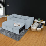 Sofá Cama Hannover Plata Eureka y Matiz Caoba 160x85cm de Dos Puestos Reclinable sin Apoya Brazos