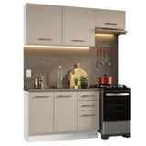 Cocina Integral Agata Blanco Crema 180x225cm para Mesón Lado Izquierdo sin Mesón y sin Estufa
