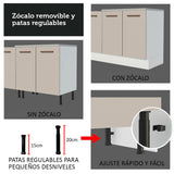 Cocina Integral Agata Blanco Crema 180x225cm para Mesón Lado Izquierdo sin Mesón y sin Estufa