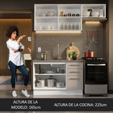 Cocina Integral Agata Blanco Crema 180x225cm para Mesón Lado Izquierdo sin Mesón y sin Estufa