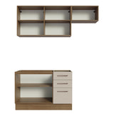Cocina Integral Agata Marron y Crema 180x225cm para Mesón Lado Izquierdo sin Mesón y sin Estufa