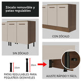 Cocina Integral Agata Marron y Crema 180x225cm para Mesón Lado Izquierdo sin Mesón y sin Estufa