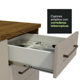Cocina Integral Agata Marron y Crema 180x225cm para Mesón Lado Izquierdo sin Mesón y sin Estufa