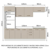 Cocina Integral Agata Blanco Crema 270x225cm para Mesón Lado Izquierdo sin Mesón y sin Estufa