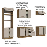Cocina Integral Agata Marron y Crema 270x225cm para Mesón Lado Izquierdo sin Mesón y sin Estufa