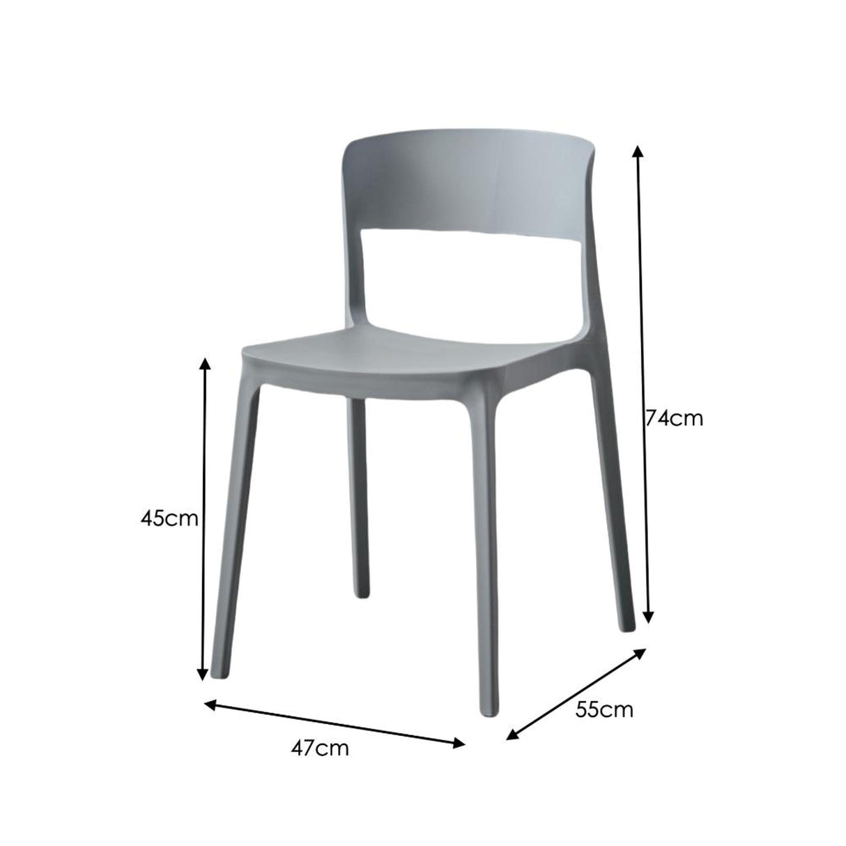Silla para Exteriores Monaco Gris Oscuro 47x74cm con Espaldar y sin Apoya Brazos
