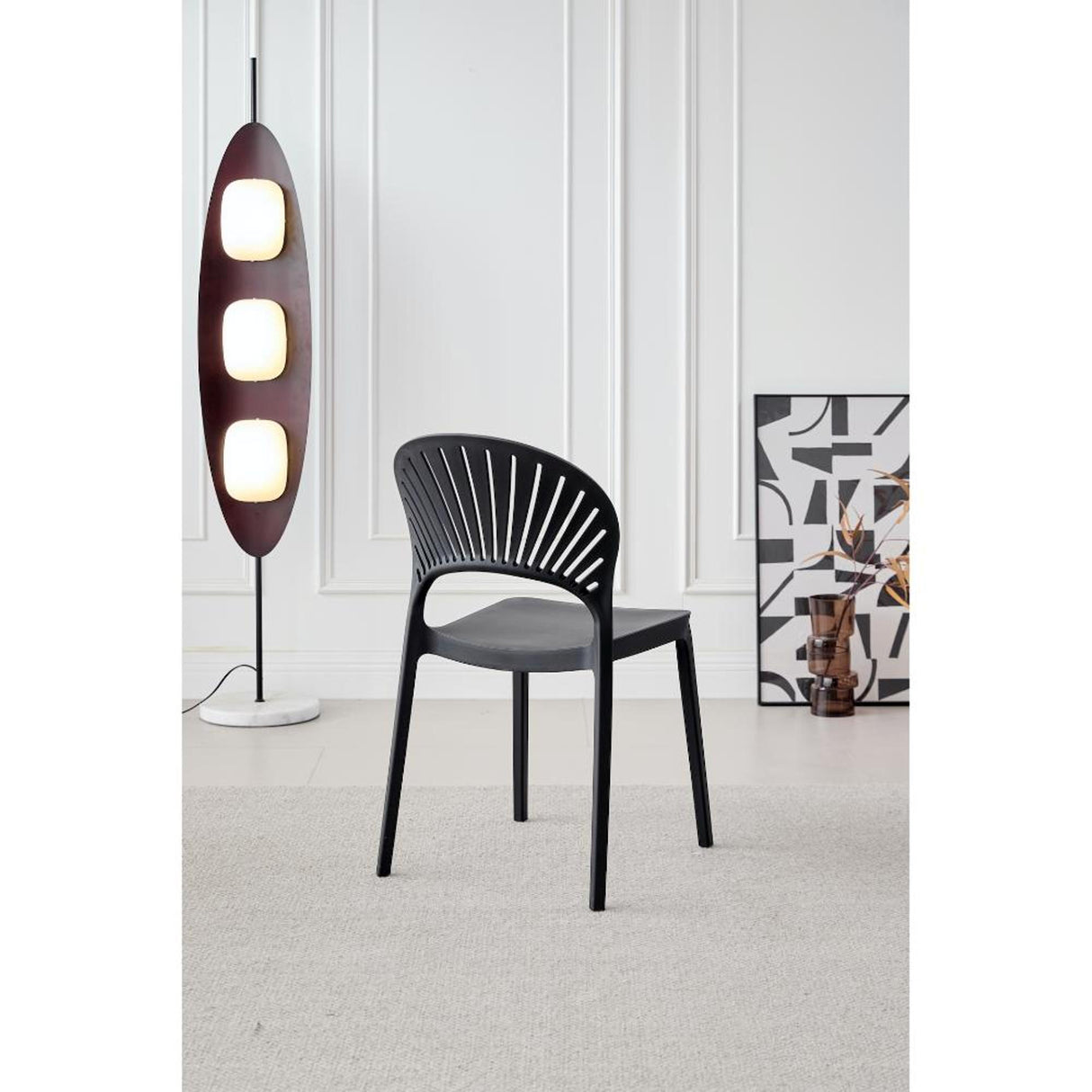 Silla para Exteriores Paraiso Negro 48x82cm con Espaldar y sin Apoya Brazos
