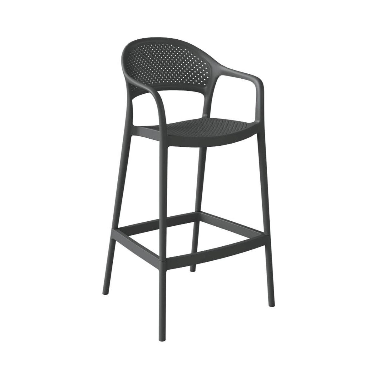 Silla Bar para Exteriores Curitiva Negro 56x109cm con Espaldar y con Apoya Brazos