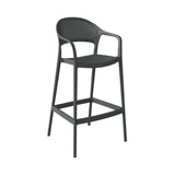Silla Bar para Exteriores Curitiva Negro 56x109cm con Espaldar y con Apoya Brazos