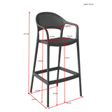 Silla Bar para Exteriores Curitiva Negro 56x109cm con Espaldar y con Apoya Brazos