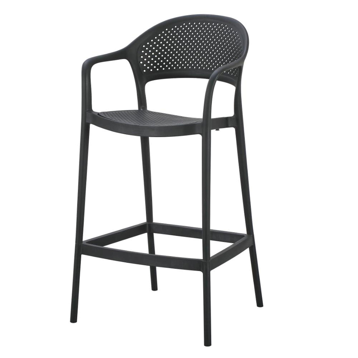 Silla Bar para Exteriores Curitiva Negro 56x109cm con Espaldar y con Apoya Brazos