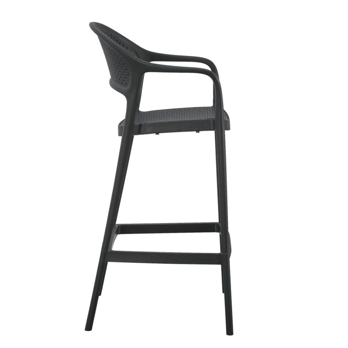 Silla Bar para Exteriores Curitiva Negro 56x109cm con Espaldar y con Apoya Brazos