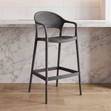 Silla Bar para Exteriores Curitiva Negro 56x109cm con Espaldar y con Apoya Brazos