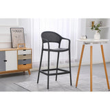 Silla Bar para Exteriores Curitiva Negro 56x109cm con Espaldar y con Apoya Brazos