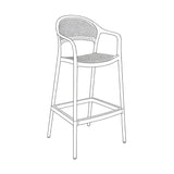Silla Bar para Exteriores Curitiva Negro 56x109cm con Espaldar y con Apoya Brazos