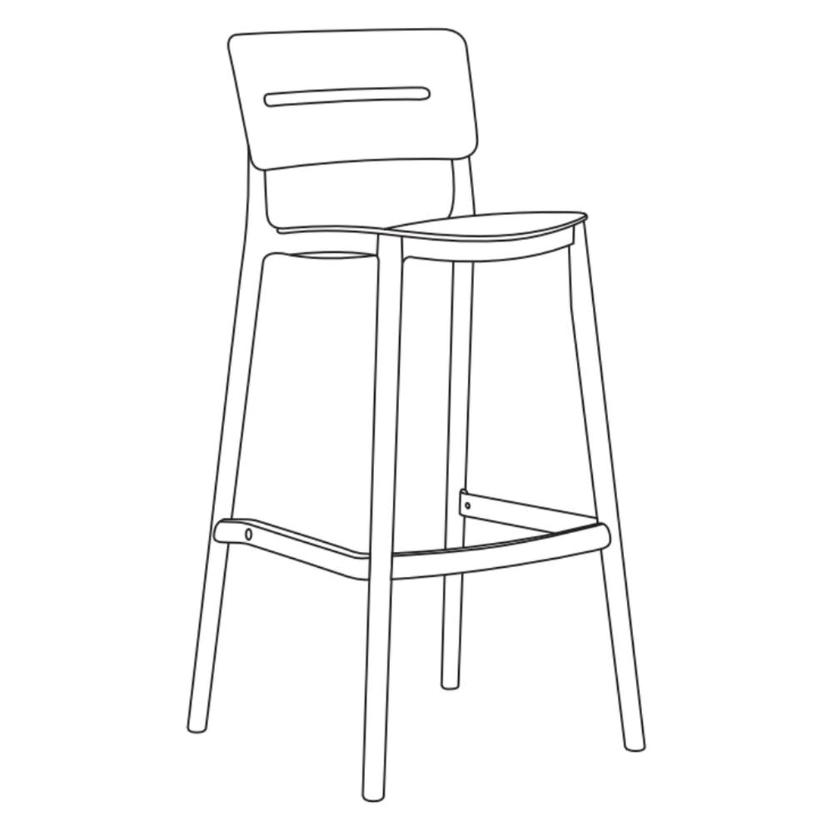 Silla Bar para Exteriores Manila Negro 37x101.5cm con Espaldar y sin Apoya Brazos