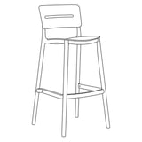 Silla Bar para Exteriores Manila Negro 37x101.5cm con Espaldar y sin Apoya Brazos